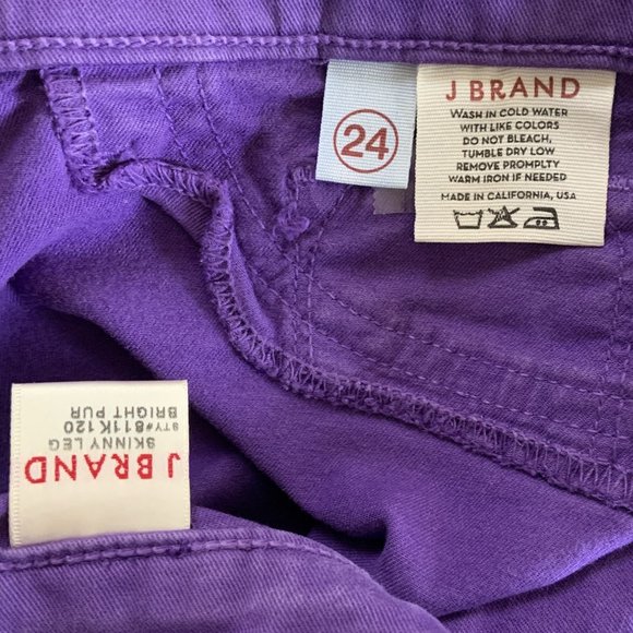 J BRAND BRIGHT PURPLE SKINNY LEG STRETCH JEANS USA MADE - SIZE 24 - Picture 6 of 7